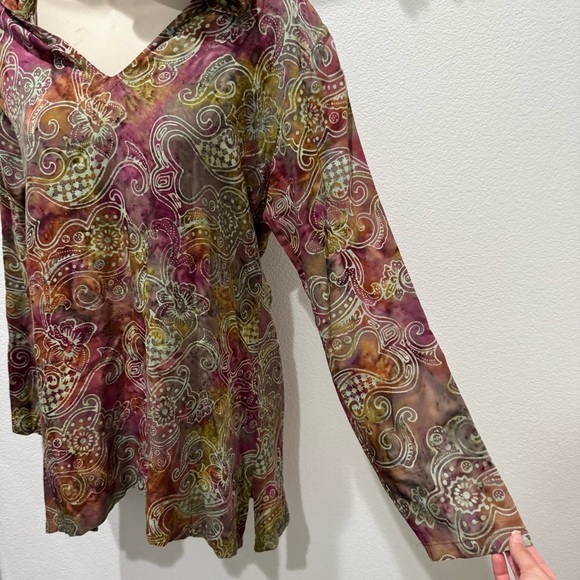 Soft Surroundings Floral Paisley Pull Over Hooded Sweater Size XS Boho Artsy - Picture 4 of 10